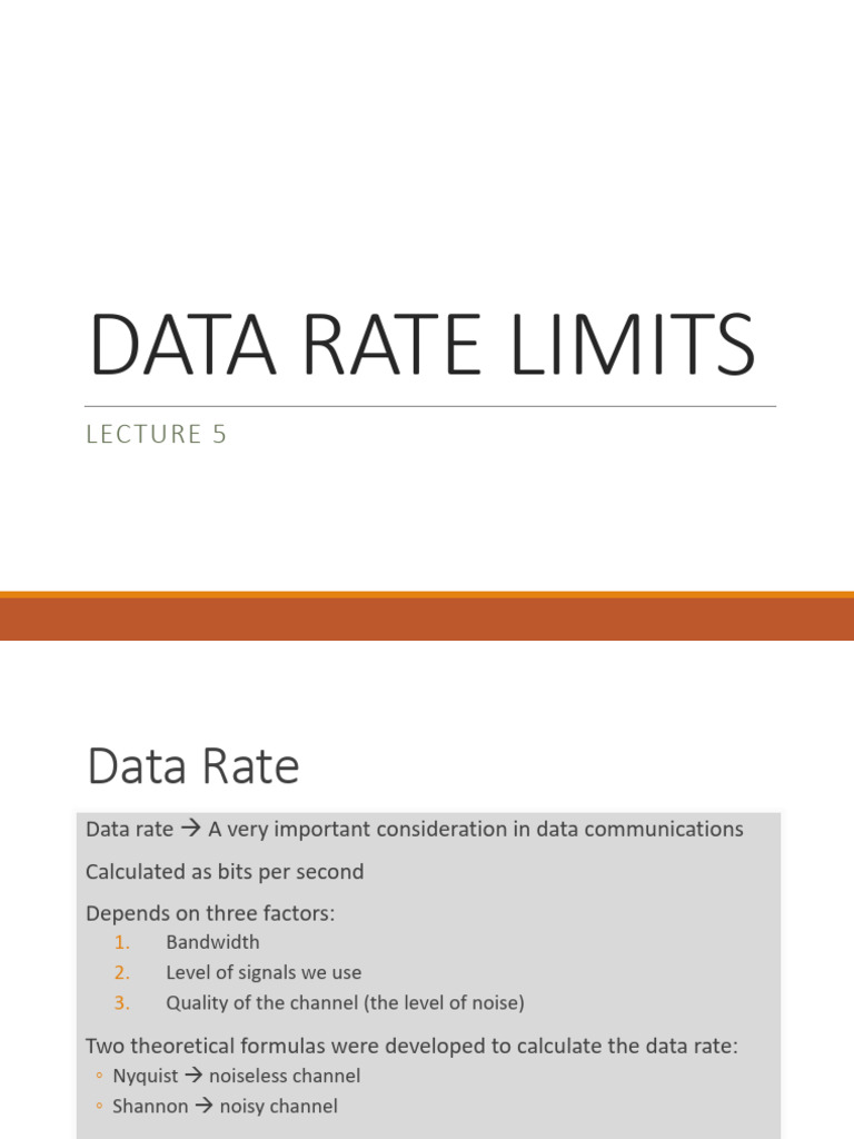 Lecture 5 - Data and Signals 2 | PDF | Signal To Noise Ratio | Bit Rate