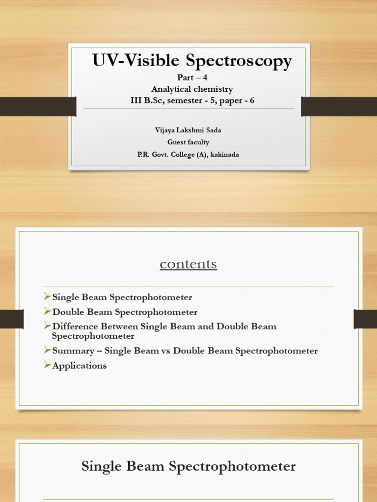 Single vs Double Beam Spectrophotometry | PDF | Spectrophotometry ...
