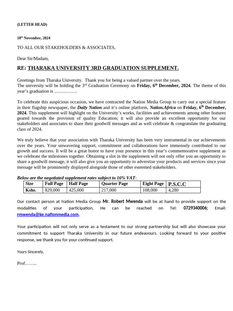 Tharaka University 3rd Graduation Supplement | PDF