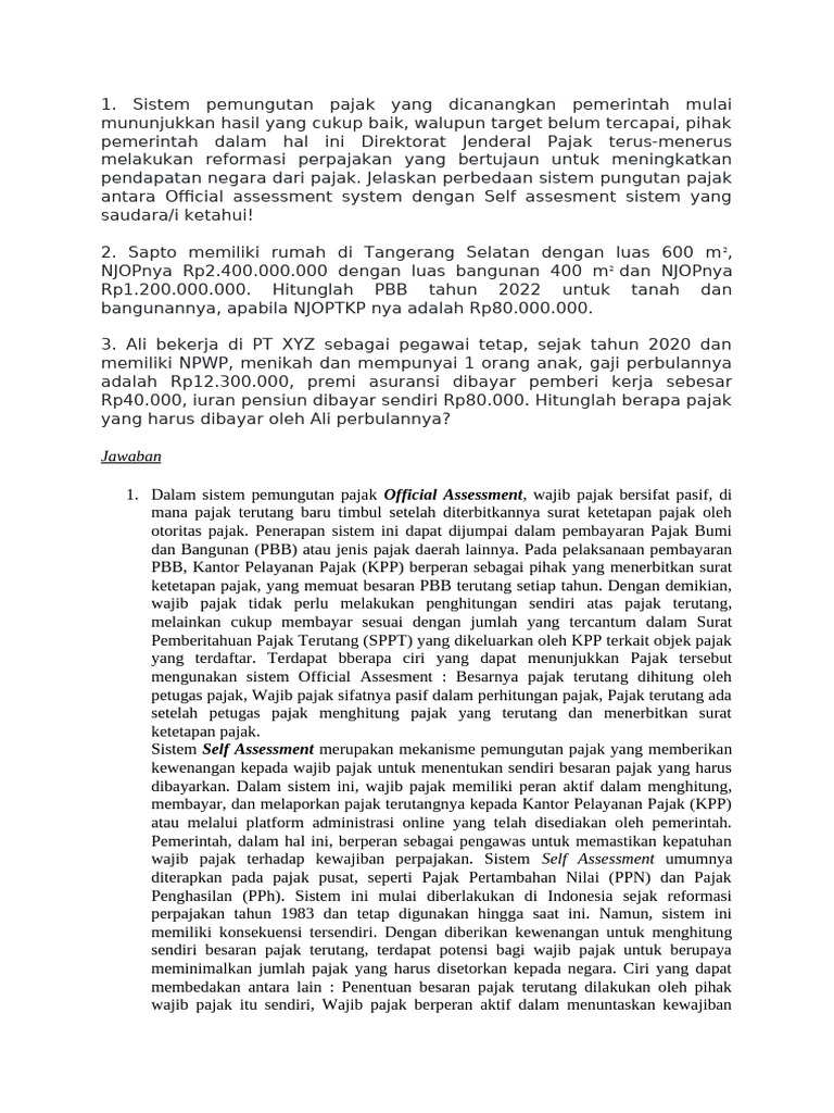 Perbandingan Sistem Pajak di Indonesia | PDF