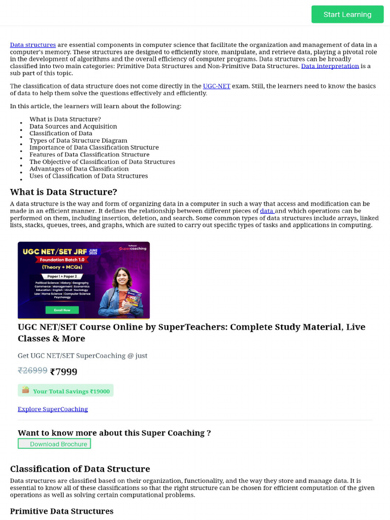 Classification of data structure ugc net paper 1 study material pdf