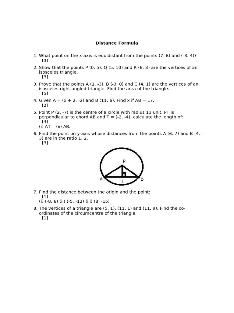 Distance Formula Paper 1 | PDF