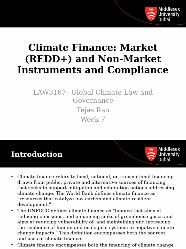 LAW3167 Lecture 7 - Climate Finance | PDF | Clean Development Mechanism ...