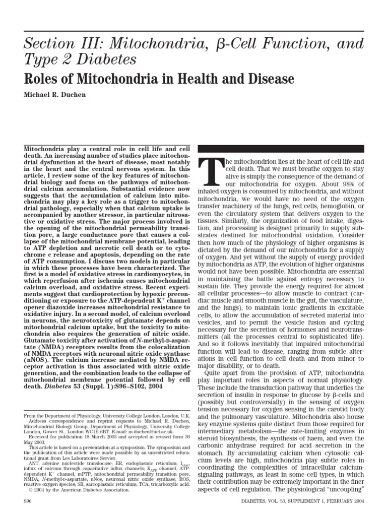 Roles of Mitochondria in Health and Disease | PDF | Mitochondrion ...