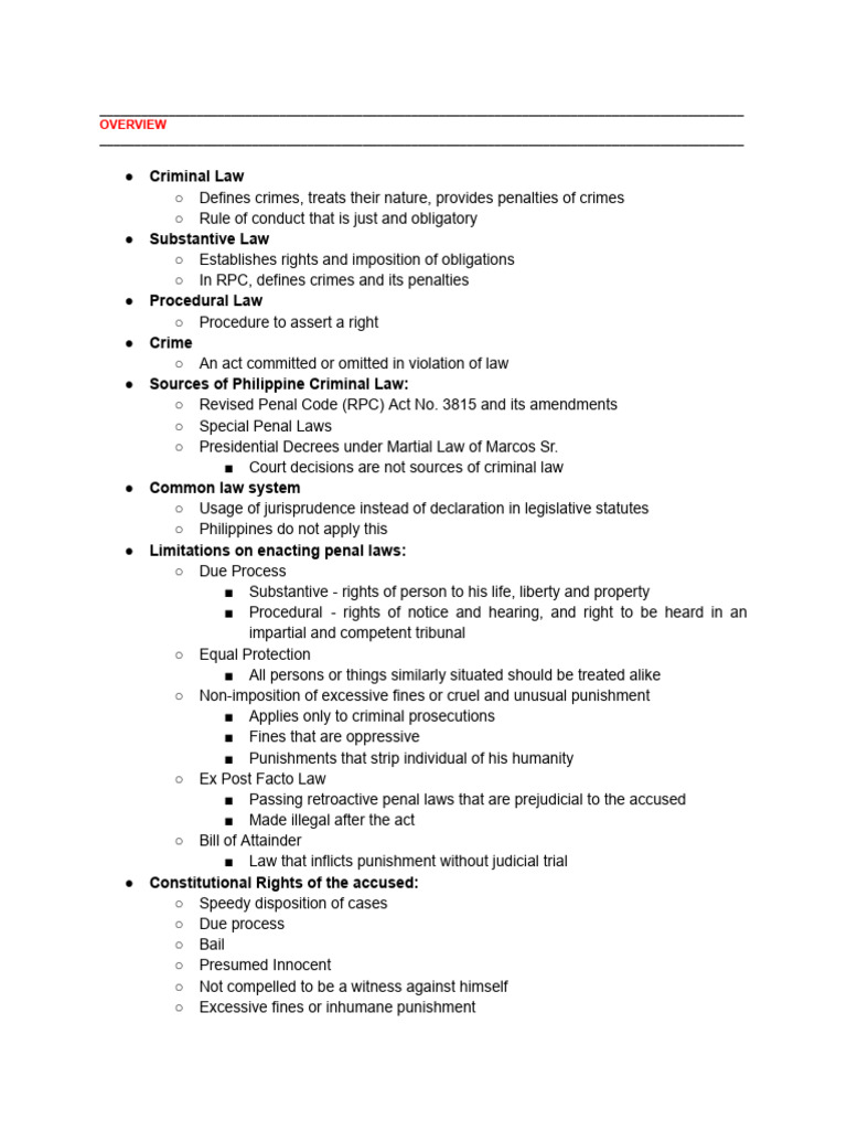 Notes - Criminal Law 1 | PDF | Ex Post Facto Law | Crimes