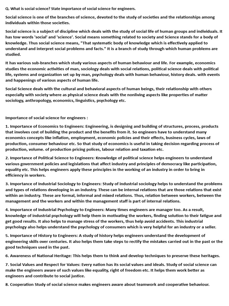 Importance of Social Science for Engineers | PDF | Social Sciences | Pardon