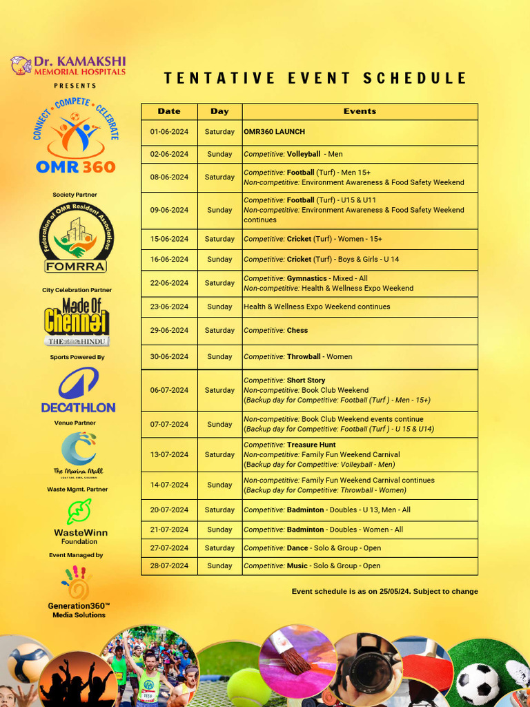 2024 Sports Event Schedule Overview | PDF | Leisure | Entertainment