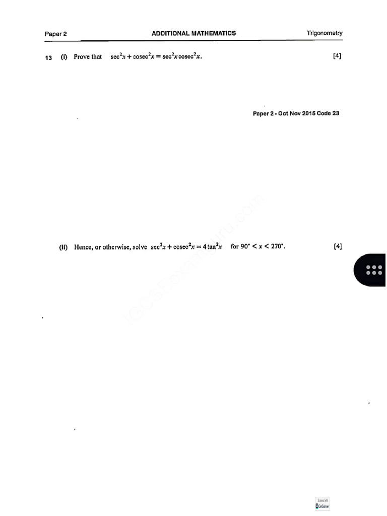 Additional Mathematics Revision | PDF