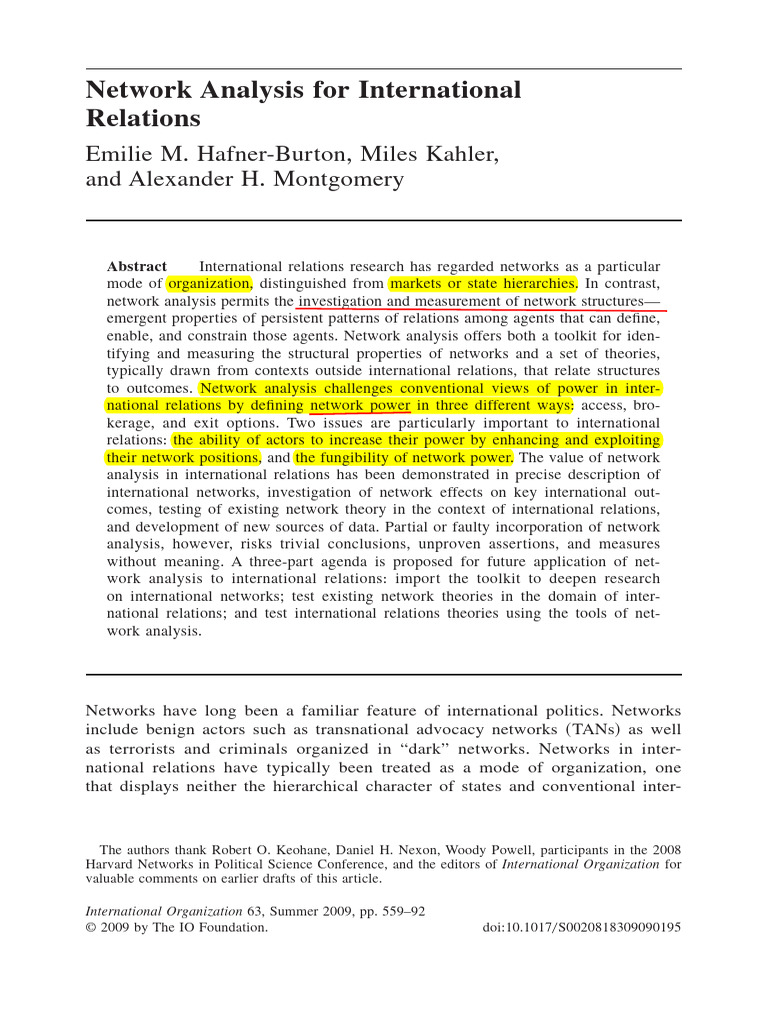 Network Analysis in International Relations | PDF