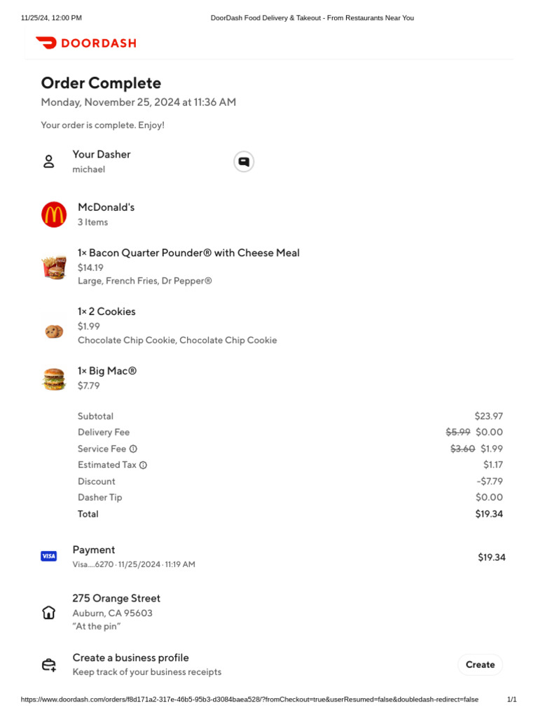 Order Complete: Your Dasher | PDF