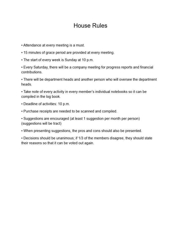 Essential House Rules for Meetings | PDF