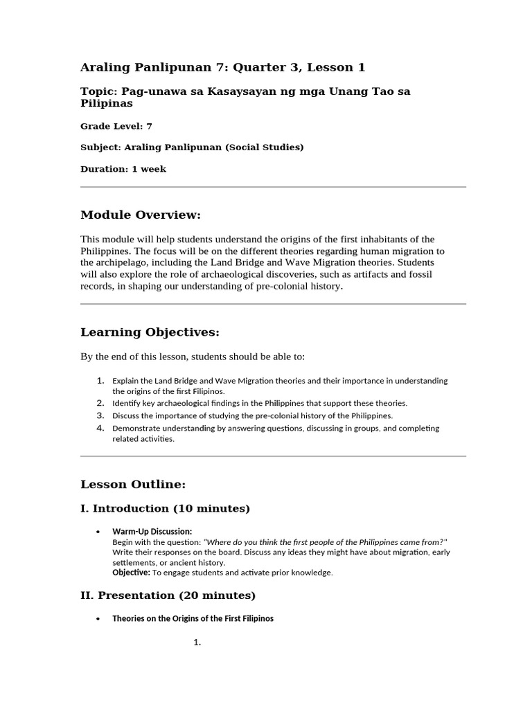 Araling Panlipunan 7 Pdf