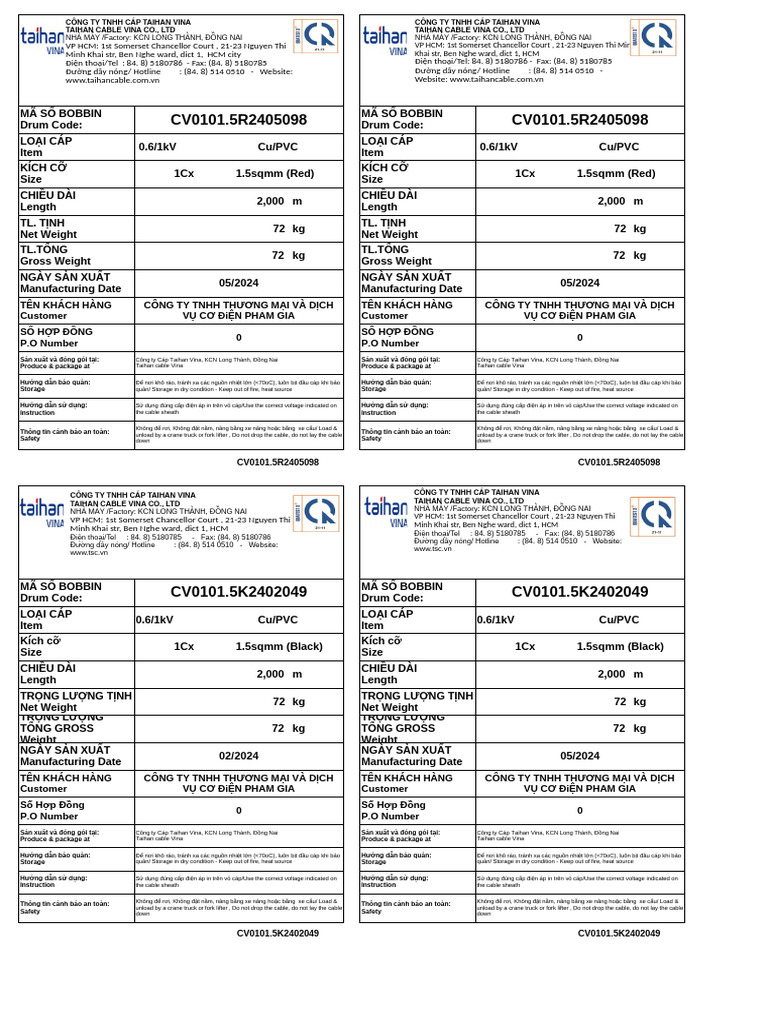 Label Cáp Coil | PDF