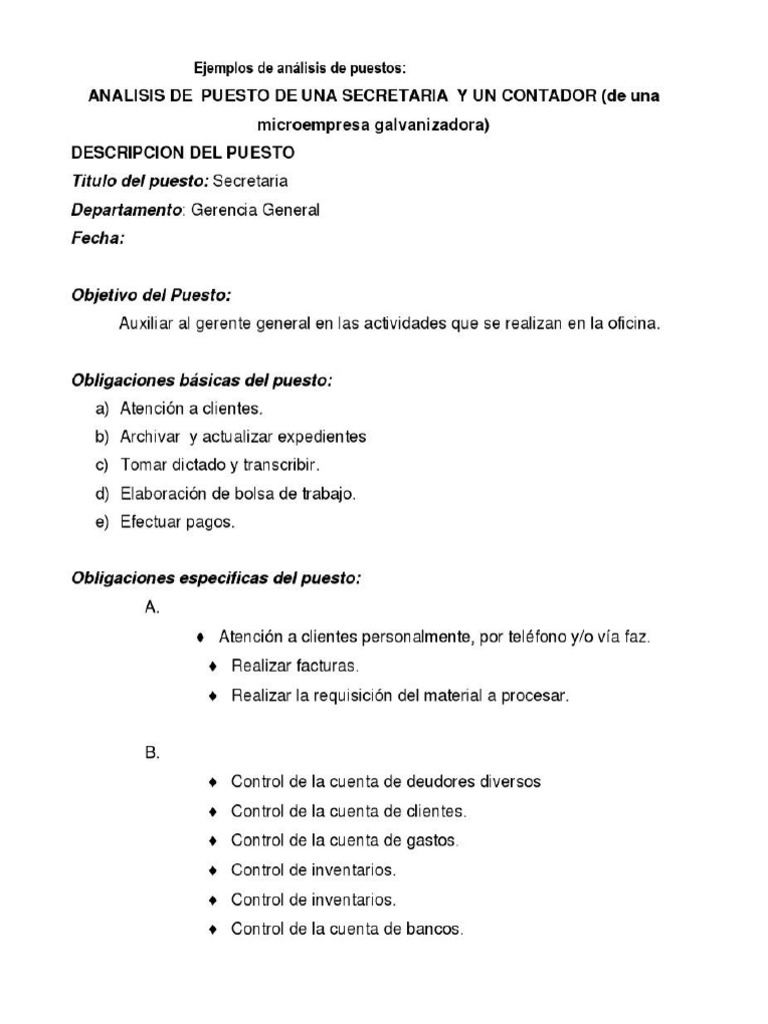 Analisis de Puesto | PDF