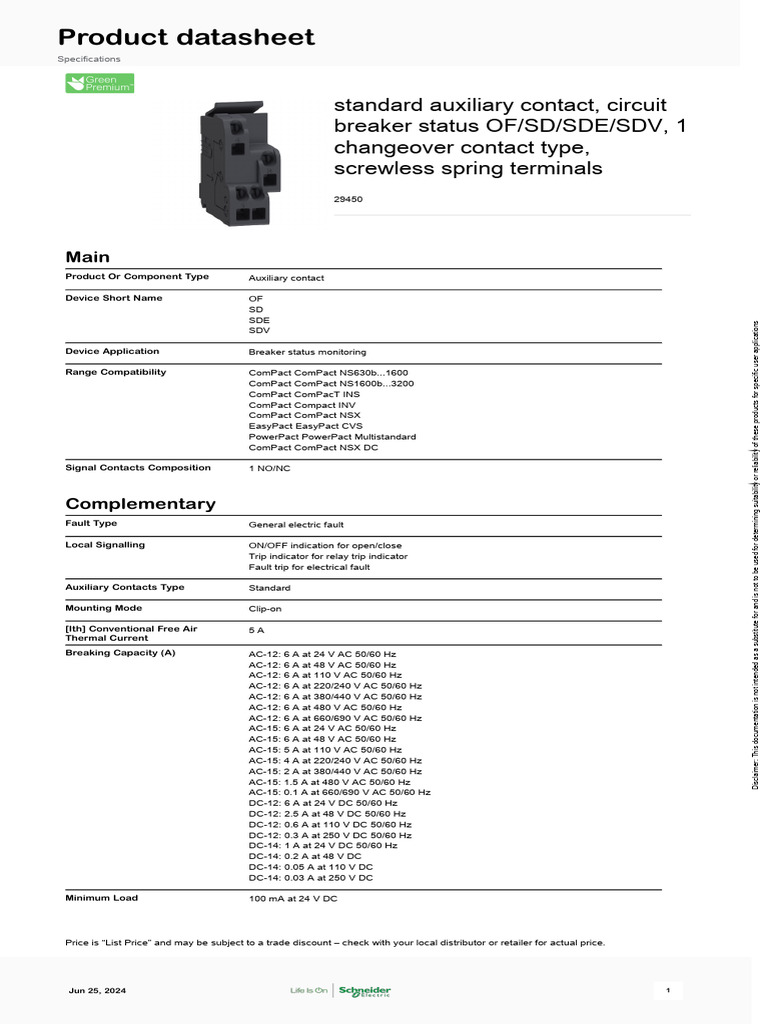Auxiliary Contact for Circuit Breakers | PDF | Electricity | Electrical ...