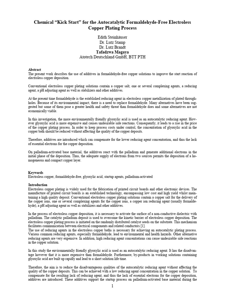 Enhancing Electroless Copper Plating | PDF | Redox | Copper