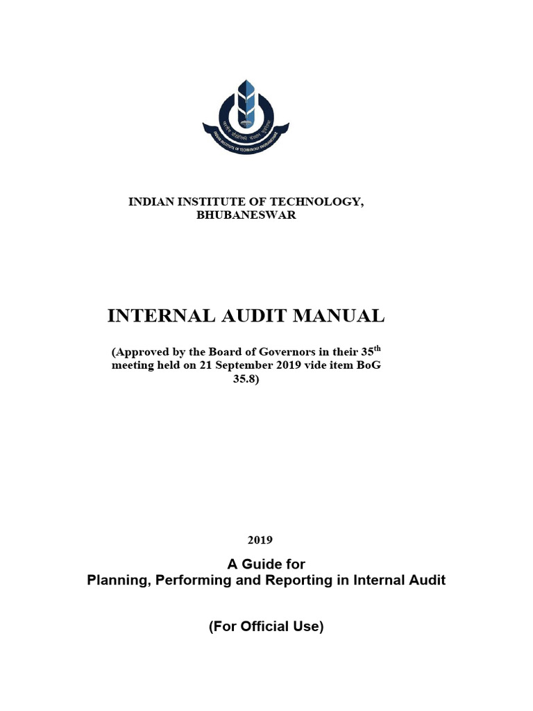 Internal Audit Manual of IIT - BBSR | PDF | Internal Audit | Audit