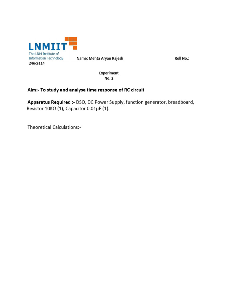 RC Circuit Time Response Analysis | PDF