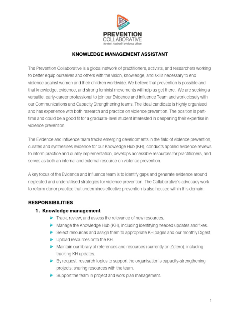Knowledge Management Assistant Role | PDF | Violence | Knowledge