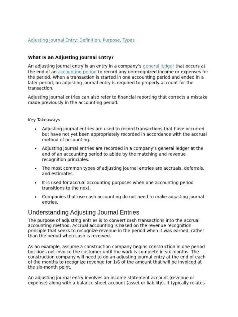 Definition, Purpose, Types | PDF | Deferral | Debits And Credits