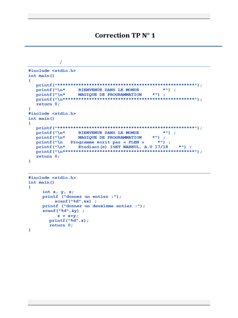 Correction TP Programmation C | PDF | Programmation informatique ...