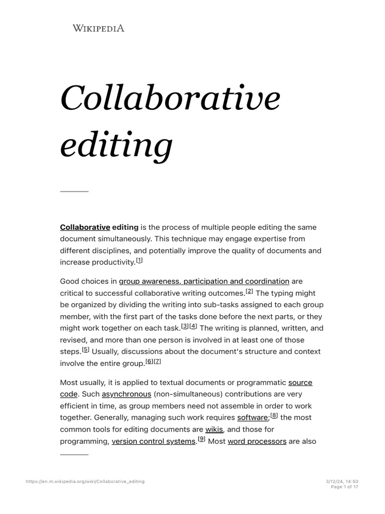 Collaborative Editing - Wikipedia | PDF | Writing | Human Communication
