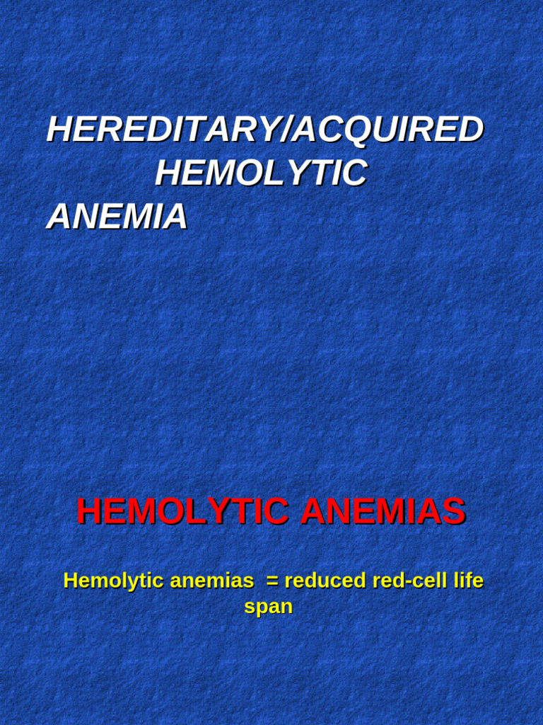 Overview of Hemolytic Anemias | PDF | Anemia | Hemoglobin