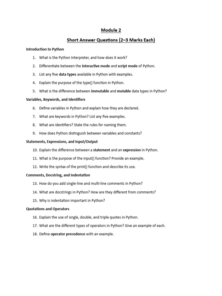 Python Essential Module 2 Test | PDF | Python (Programming Language ...