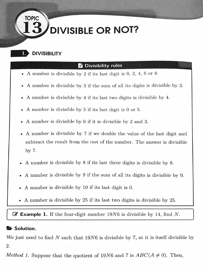 Topic 13 - Divisible or Not | PDF