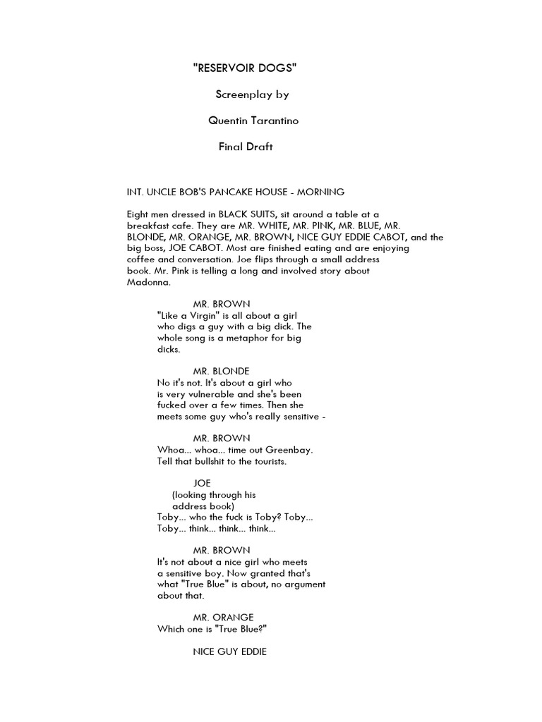 Reservoir Dogs - Tarantino - Screenplay | PDF