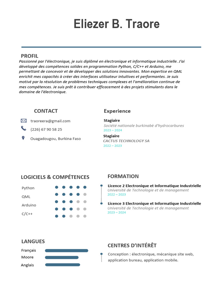 Modèle CV Informatique Électronique | PDF