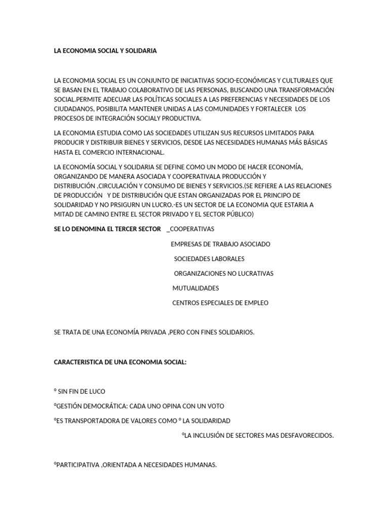 La Economia Social y Solidaria | PDF | Economía social | Ciencias ...