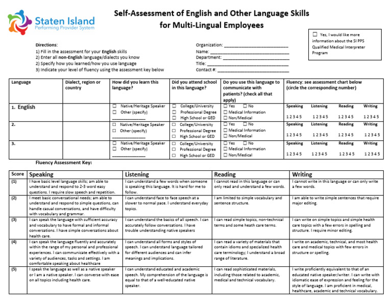 SI PPS MIT Self Assessment | PDF | Vocabulary | Speech