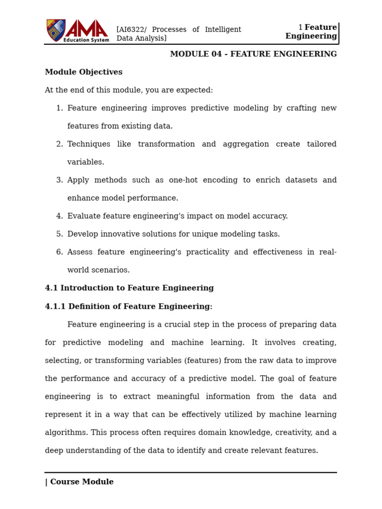 AI6322 - Module 4 - Feature Engineering - MODULE | PDF | Principal ...