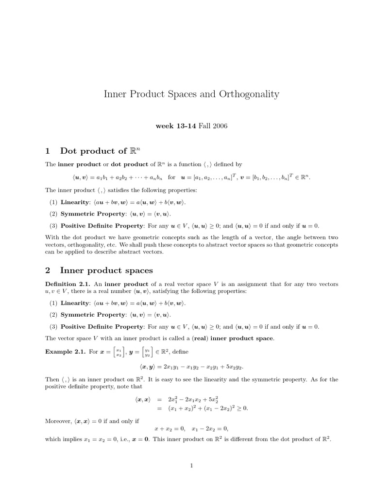 Inner Product Spaces and Gram-Schmidt Orthogonalizations | PDF | Linear ...