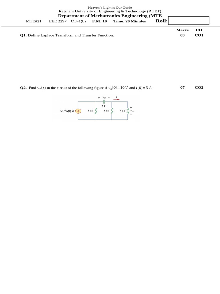 CT 2 EEE 2297 MTE 21 Mark 10 | PDF