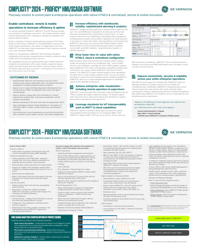 Cimplicity From Ge Digital Datasheet - 0 1 | PDF | Scada | Cloud Computing