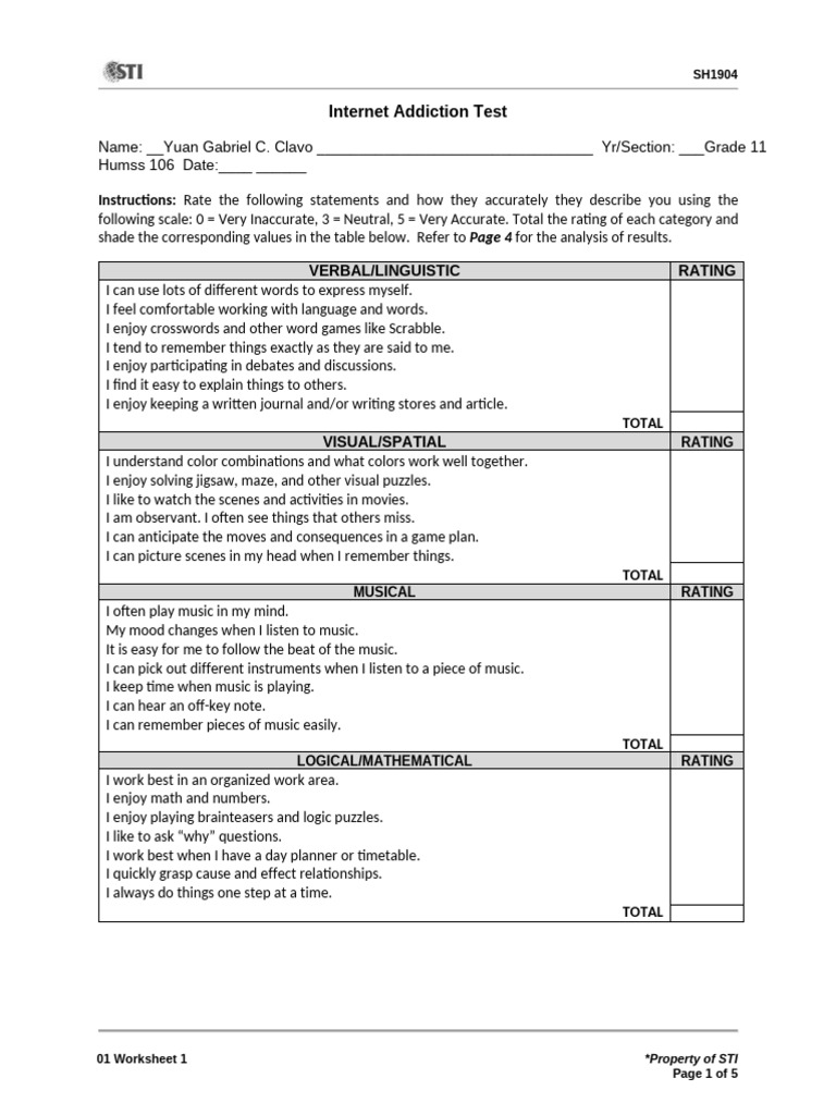 01_Worksheet_1(3) | PDF | Feeling | Multimedia
