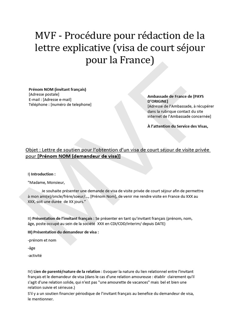 Lettre Explicative 1 Pdf Visa Document