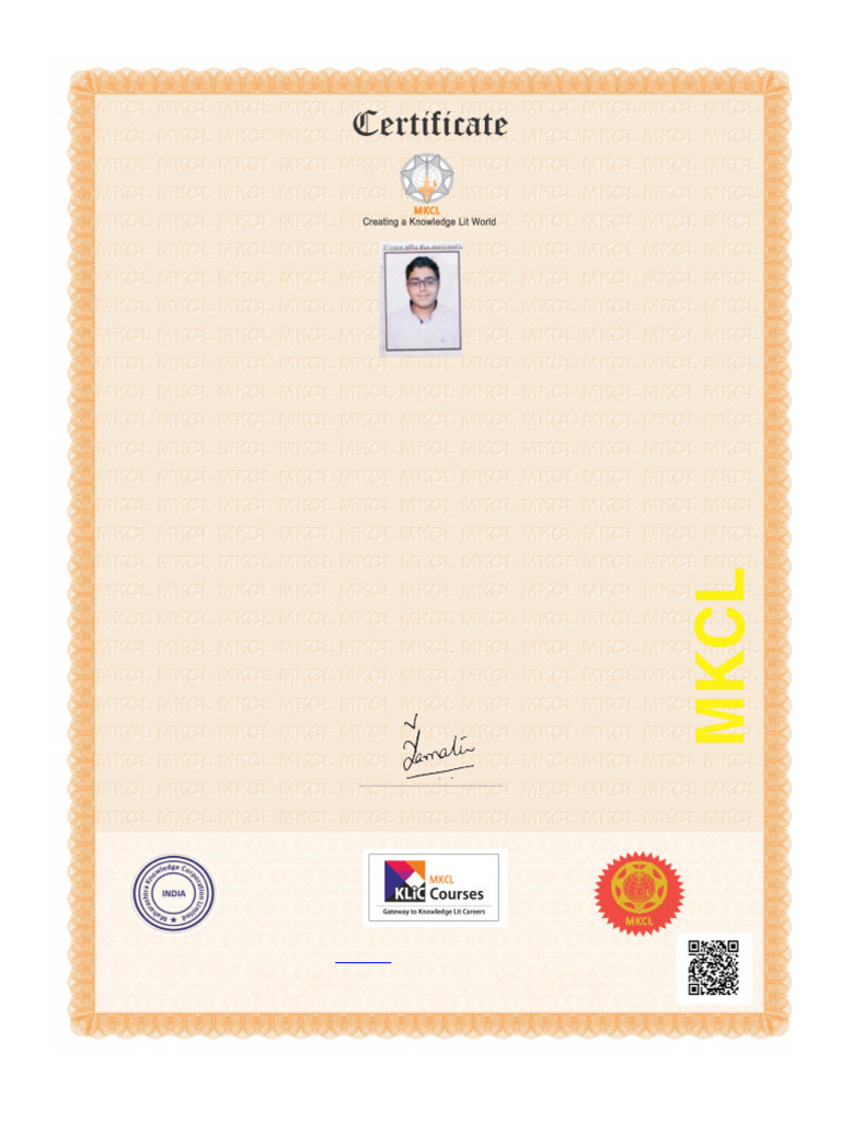 MKCL KLiC AutoCAD Certificate Awarded | PDF