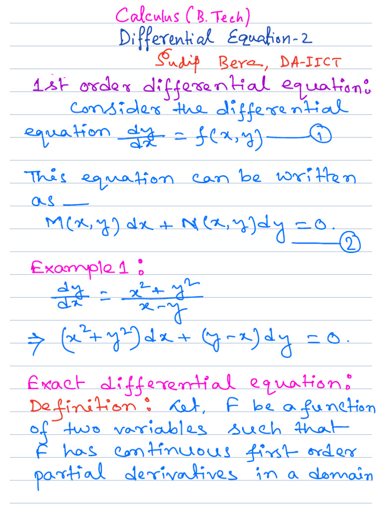 Differential Equations Notes 2 Pdf Function Mathematics Equations