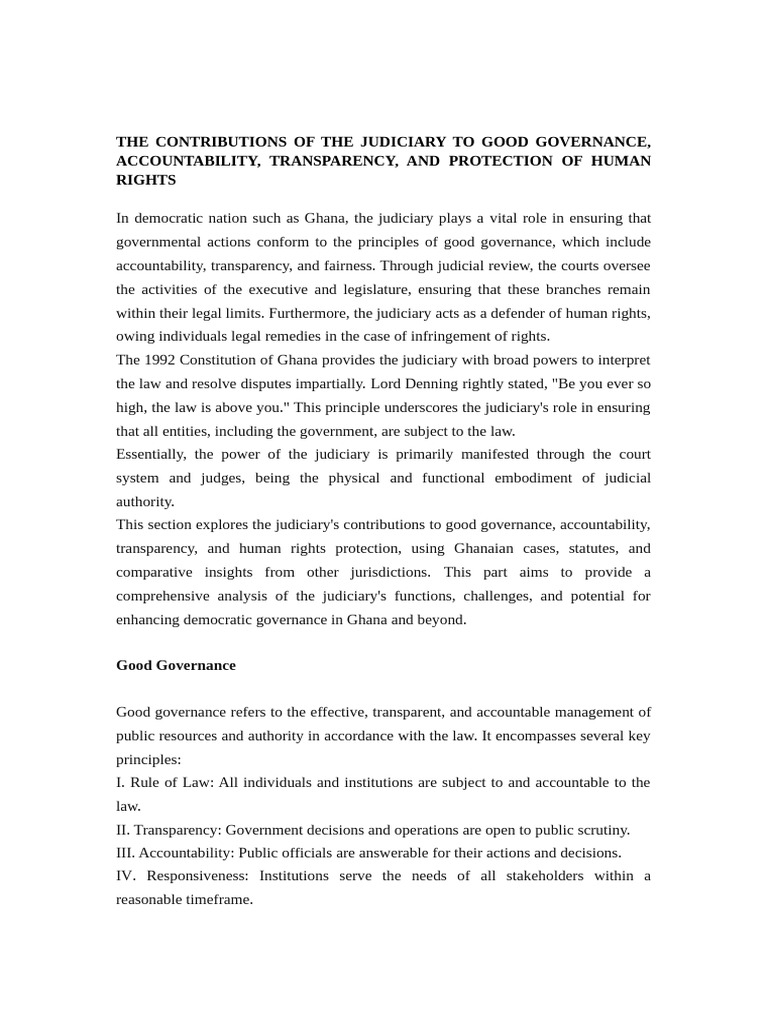 Judiciary's Role in Ghana's Governance | PDF | Separation Of Powers ...