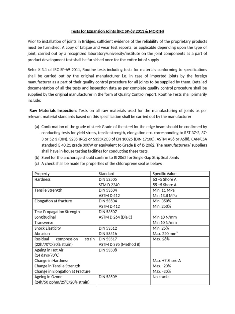 Expansion Joint Testing Procedures | PDF | Fracture | Strength Of Materials