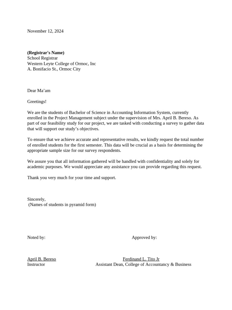 Student Enrollment Data Request Letter | PDF