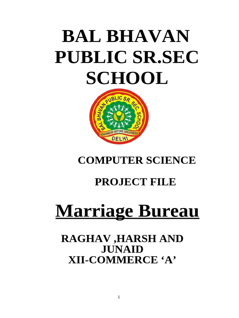 marriage bureau project | PDF | Databases | Sql