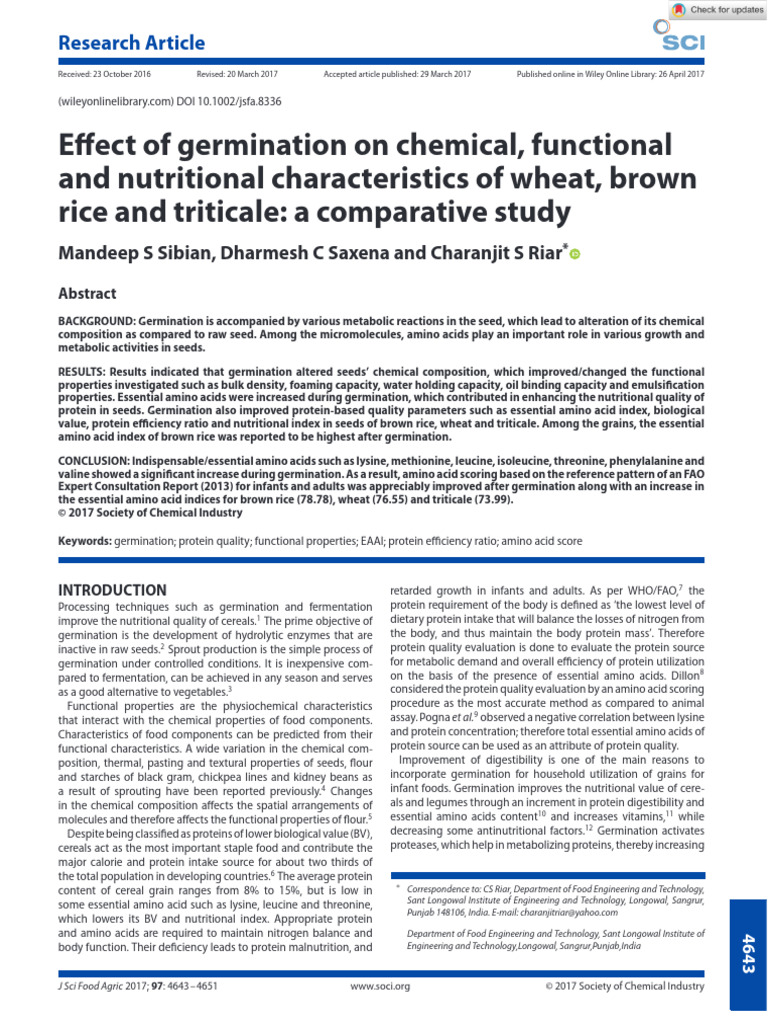 Effect of Germination On Chemical, Functional and Nutritional ...