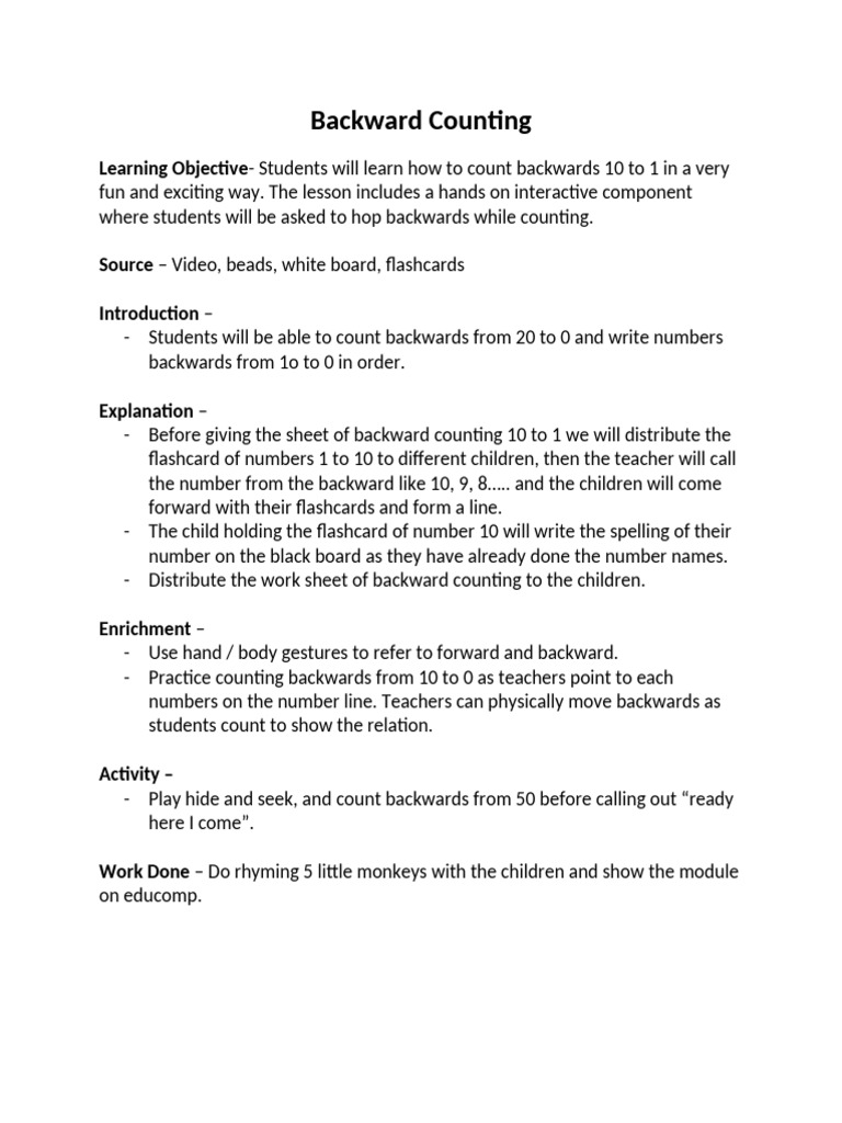 Backward Counting | PDF