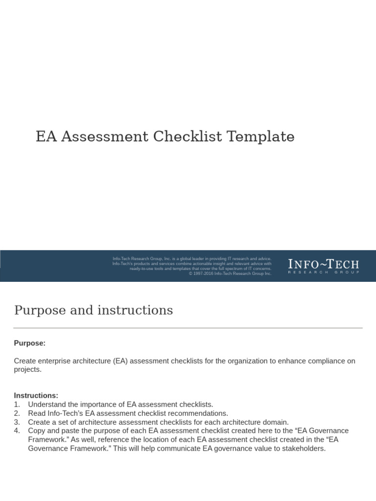 Enterprise Architecture Assessment Checklist | PDF | Enterprise ...