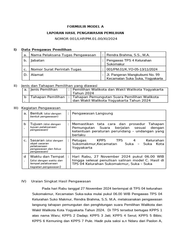 Contoh Isi Form A Study Kasus | PDF