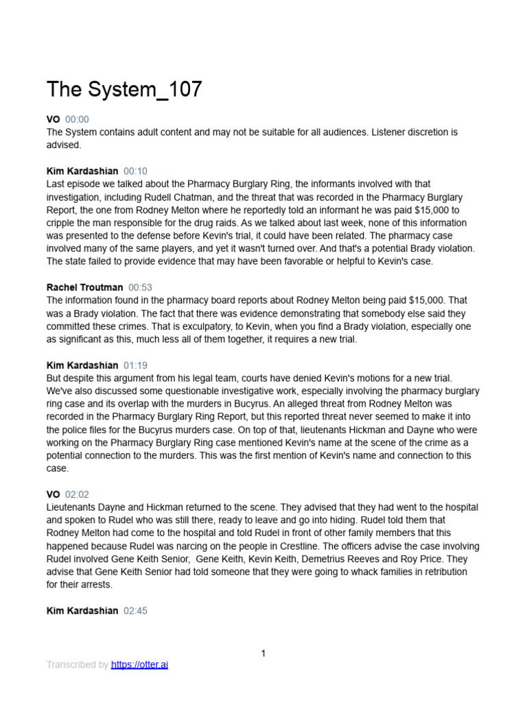 Episode 7 Transcript The System 7 | PDF | Forensic Science | Reasonable ...